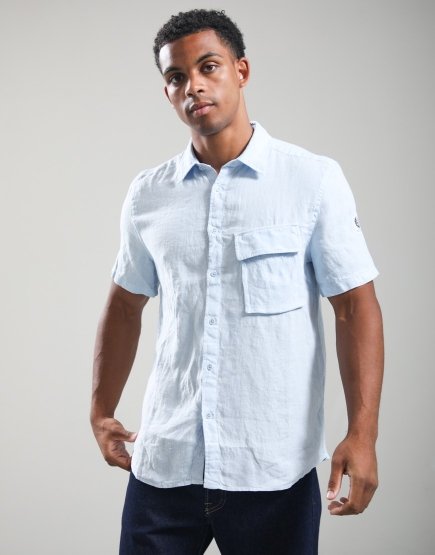 Belstaff Scale Linen Shirt Sky Blue