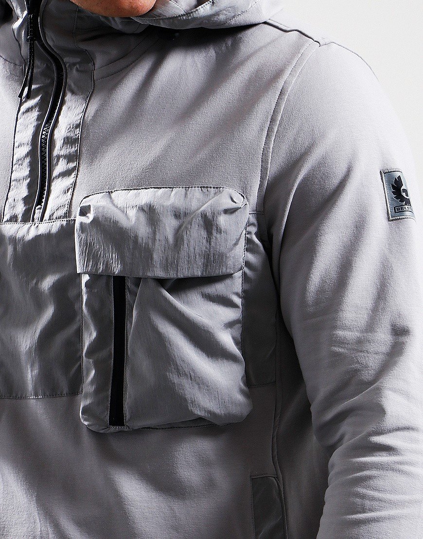 Belstaff Slipway Quarter Zip Hoodie Old Silver