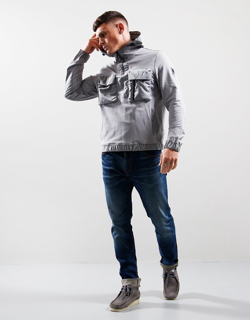Belstaff Slipway Quarter Zip Hoodie Old Silver