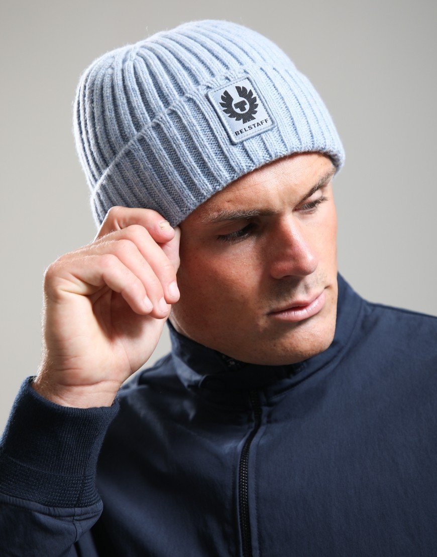 Belstaff Watch Beanie Hat Mist Blue