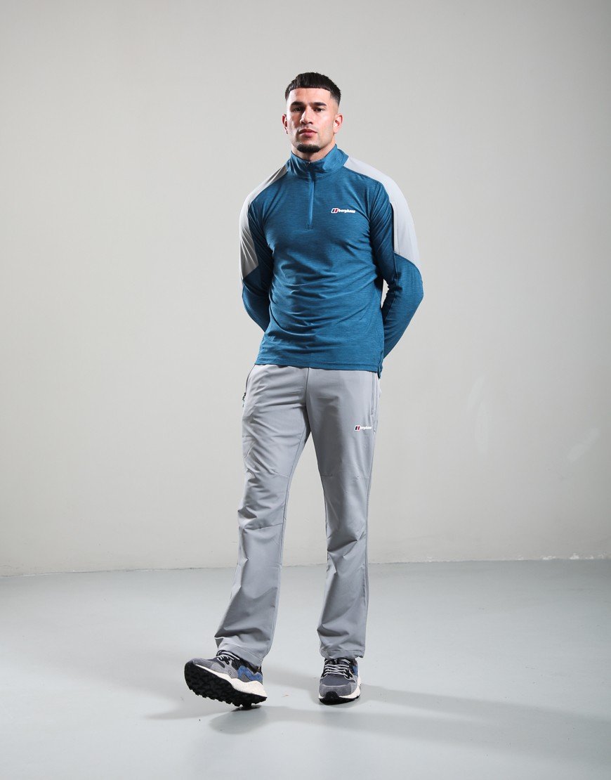 Berghaus Farndale Tech Half Zip Long Sleeve T-Shirt Blue Abyss/Grey