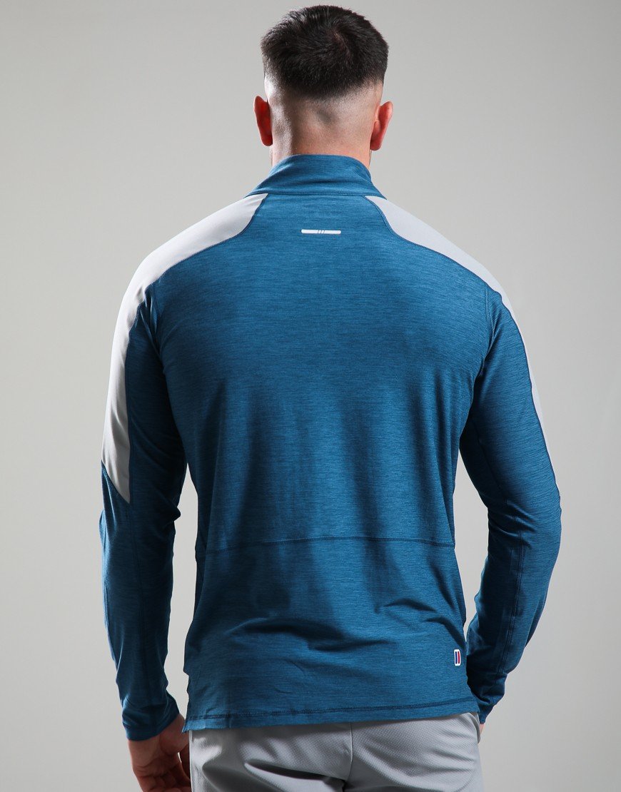 Berghaus Farndale Tech Half Zip Long Sleeve T-Shirt Blue Abyss/Grey