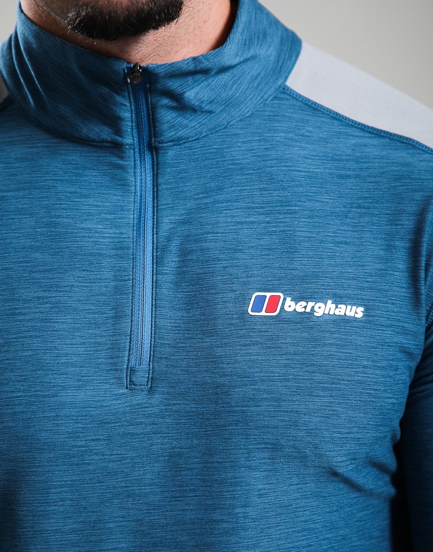 Berghaus Farndale Tech Half Zip Long Sleeve T-Shirt Blue Abyss/Grey