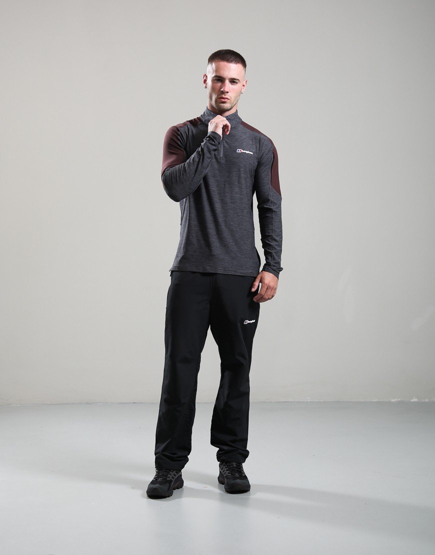Berghaus Farndale Tech Half Zip Long Sleeve T-Shirt Archive Black/Chakra