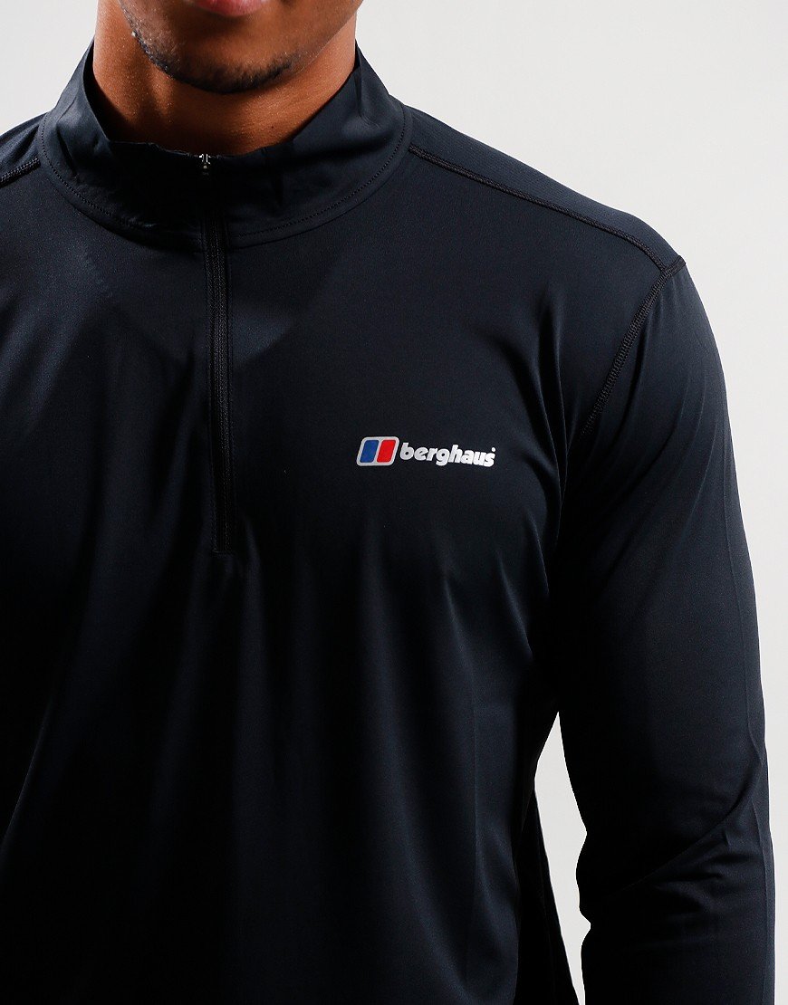 thumbnail interactive-video image 1 of Berghaus Men's Ivyhill Half Zip Top - Moisture Wicking, Soft Fabric With Thumb Loops 1 of 3