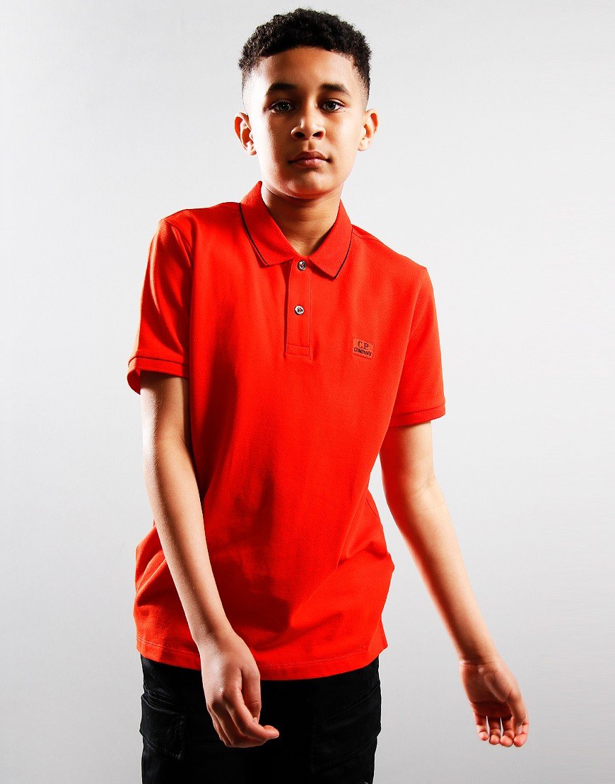 C.P. Company Kids Pique Polo Shirt Fiery Red