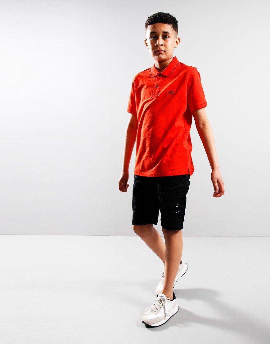 C.P. Company Kids Pique Polo Shirt Fiery Red