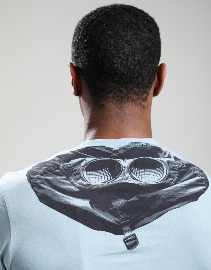 C.P. Company 30/1 Jersey Short Sleeve Goggle T-Shirt Silver Blue