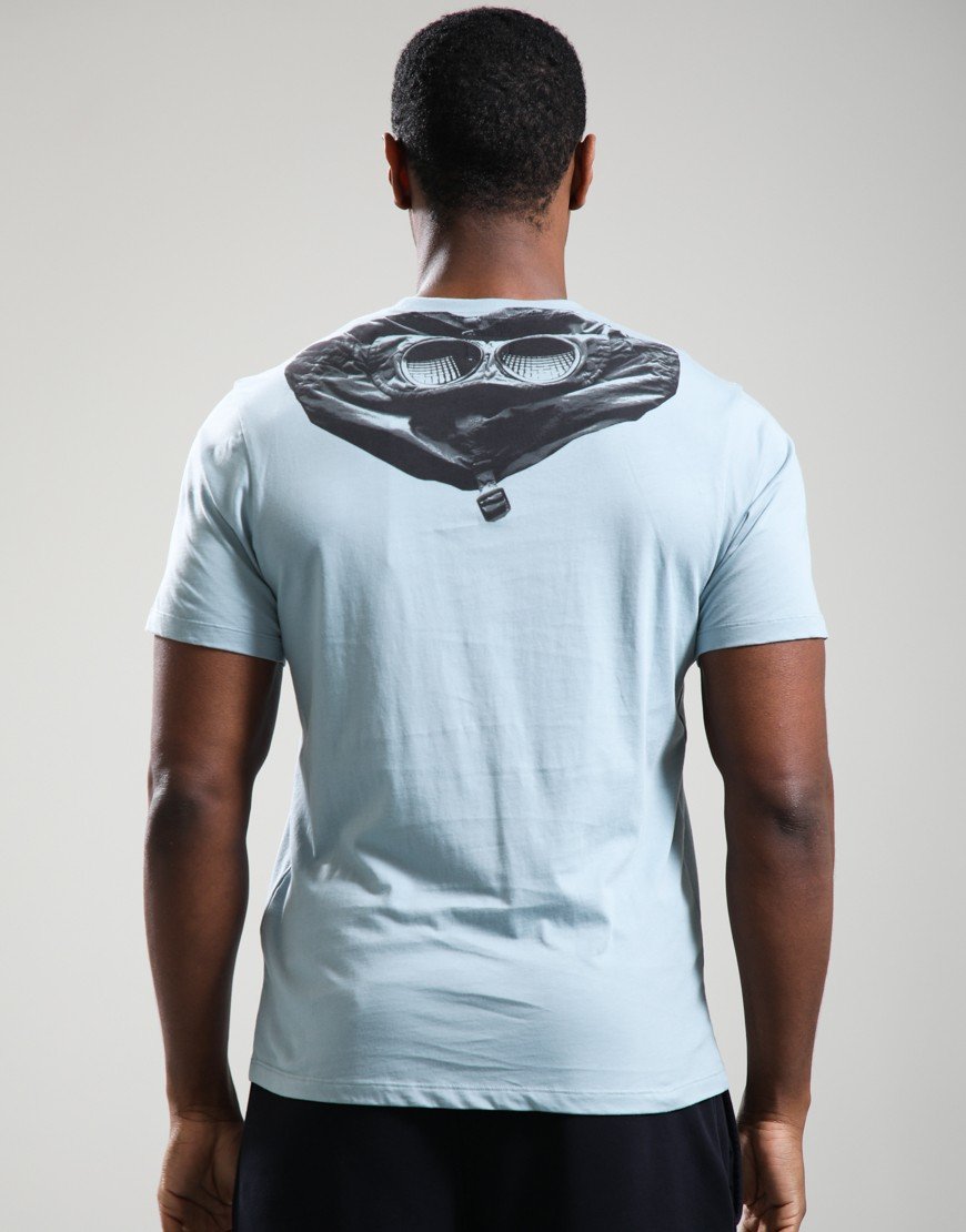 C.P. Company 30/1 Jersey Short Sleeve Goggle T-Shirt Silver Blue