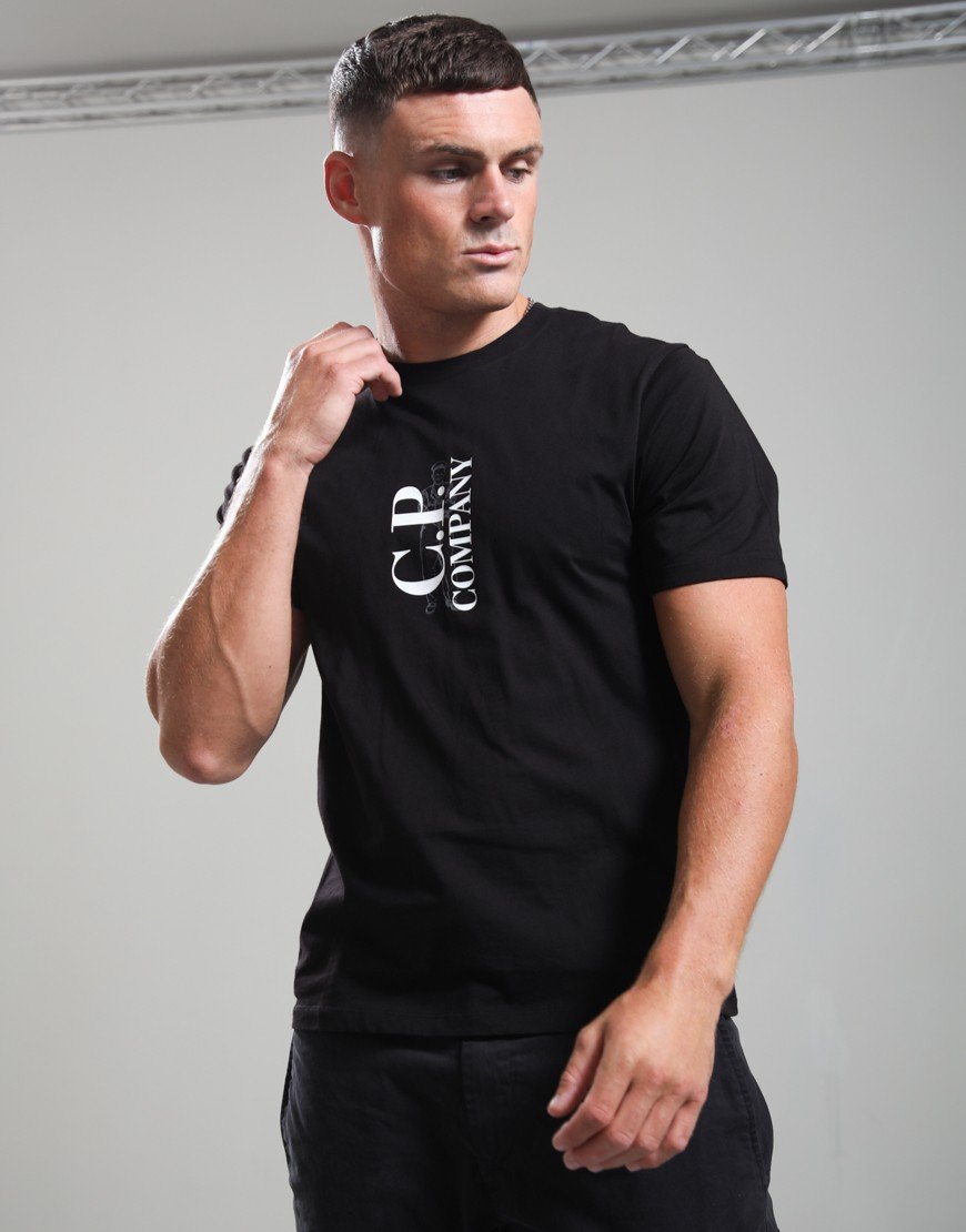 C.P. Company 30/1 Jersey Vertical Logo T-Shirt Black