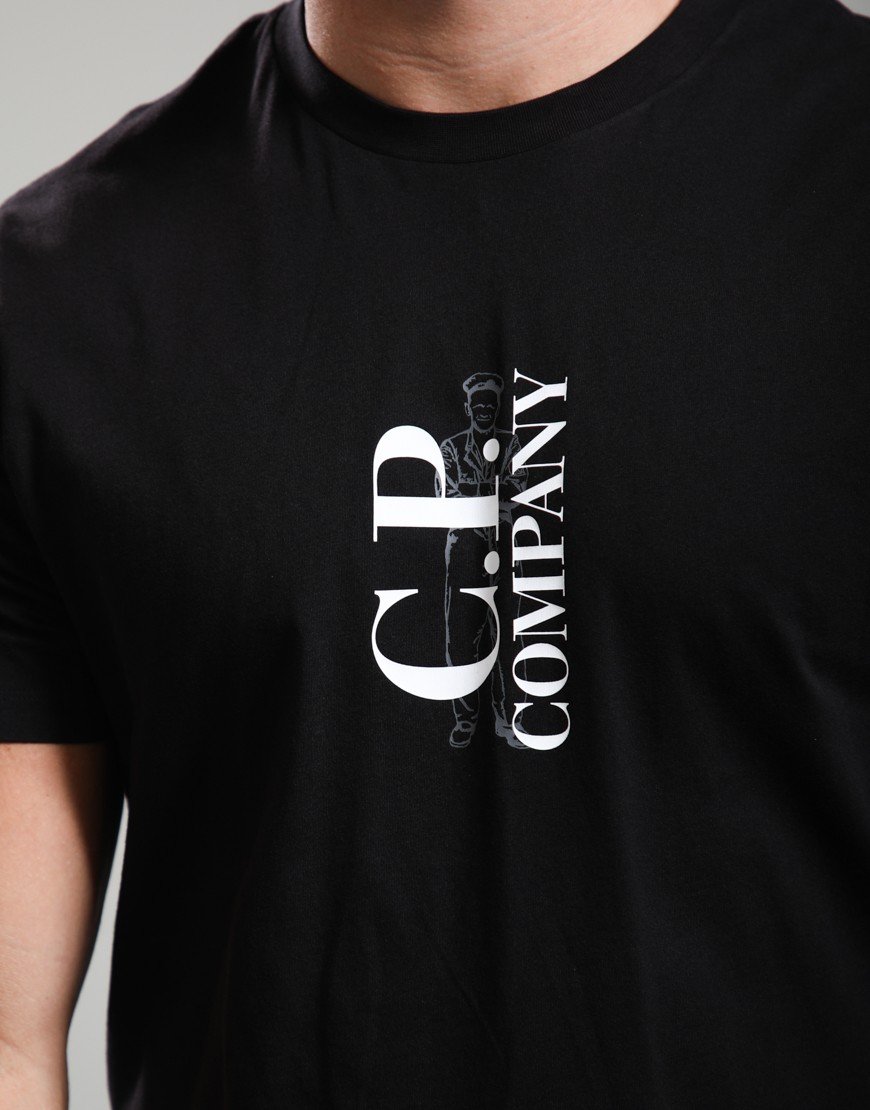C.P. Company 30/1 Jersey Vertical Logo T-Shirt Black