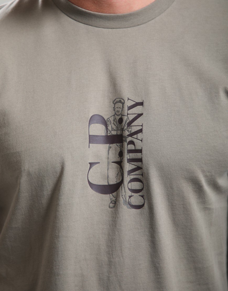 C.P. Company 30/1 Jersey Vertical Logo T-Shirt Fallen Rock