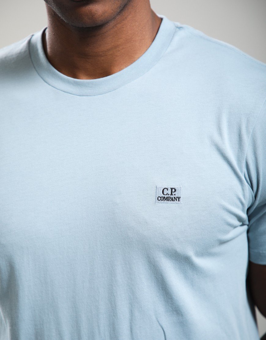 C.P. Company 30/1 Jersey Logo Patch T-Shirt Silver Blue