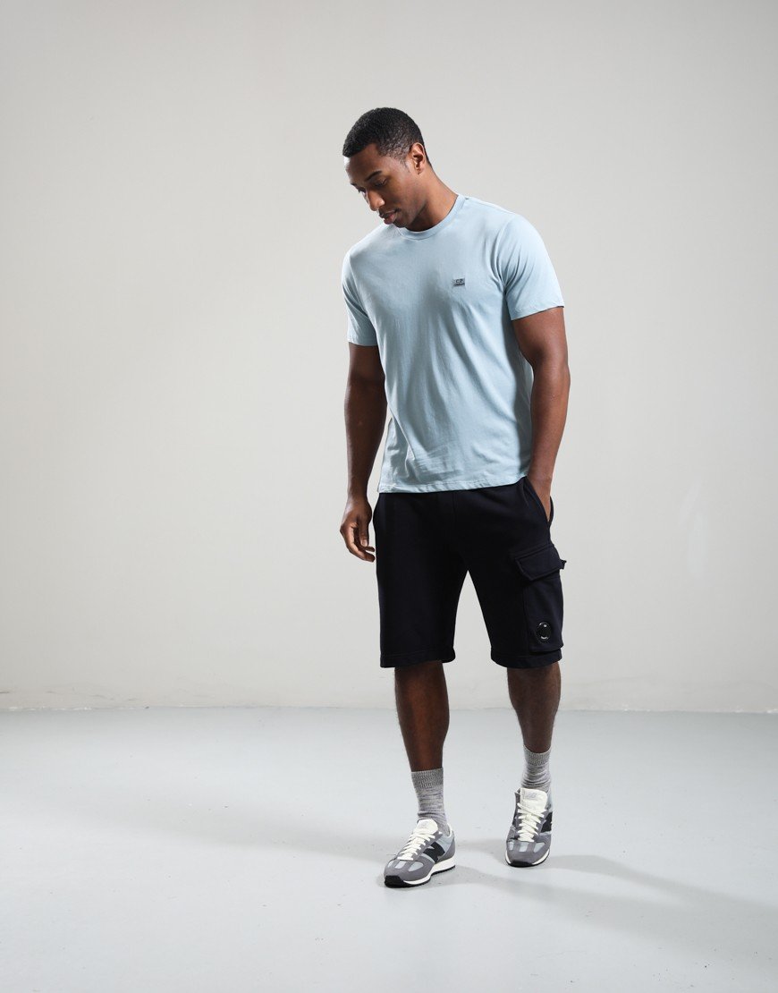 C.P. Company 30/1 Jersey Logo Patch T-Shirt Silver Blue