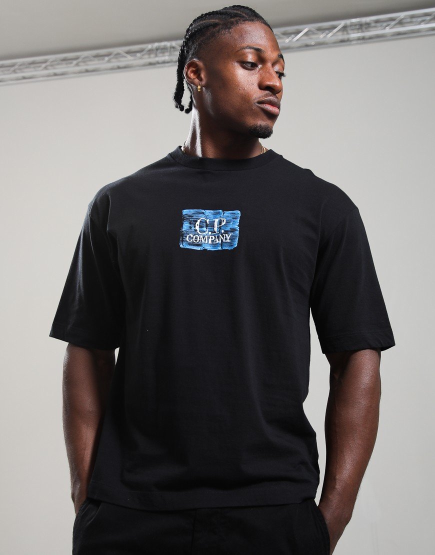 C.P. Company 30/1 Jersey Short Sleeve Chest-Back Logo T-Shirt Black