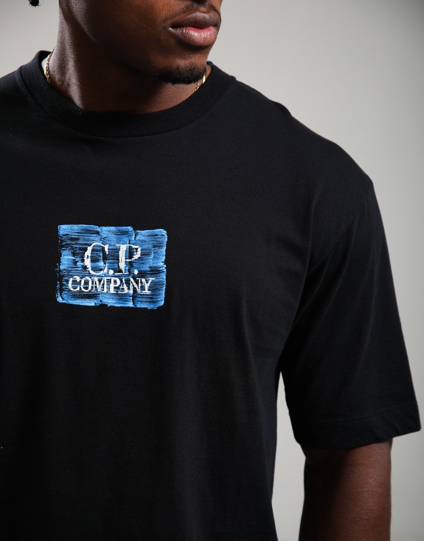 C.P. Company 30/1 Jersey Short Sleeve Chest-Back Logo T-Shirt Black