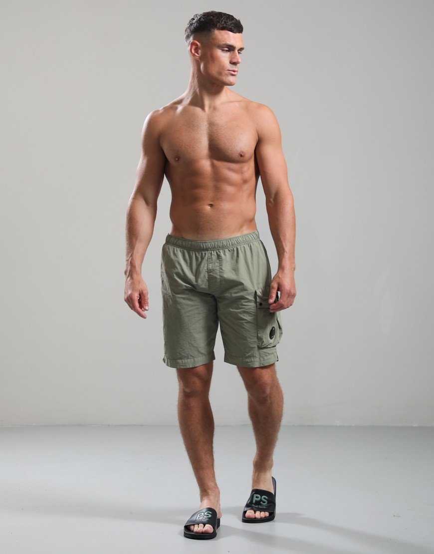 C.P. Company Flatt Nylon Cargo Swim Shorts Moss Gray