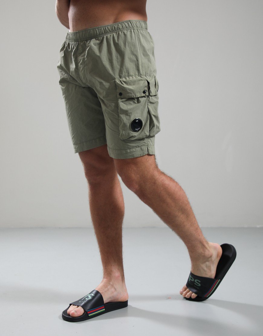 C.P. Company Flatt Nylon Cargo Swim Shorts Moss Gray