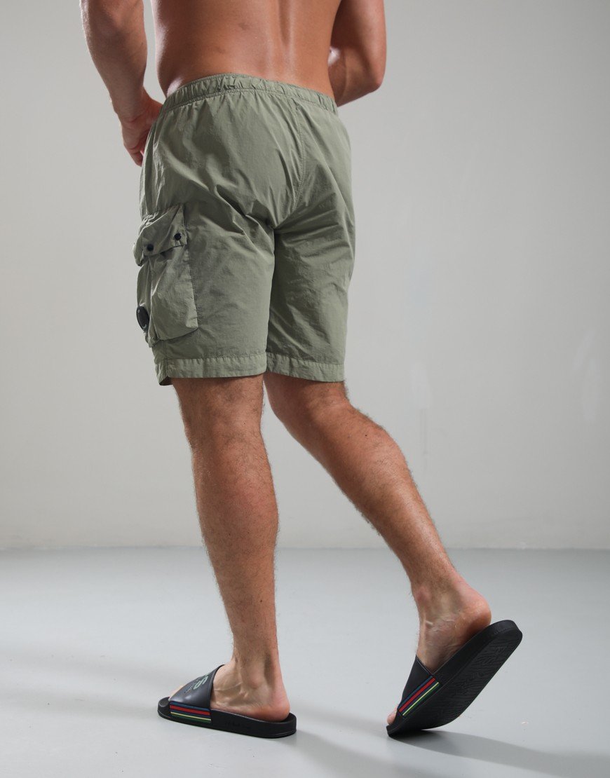 C.P. Company Flatt Nylon Cargo Swim Shorts Moss Gray