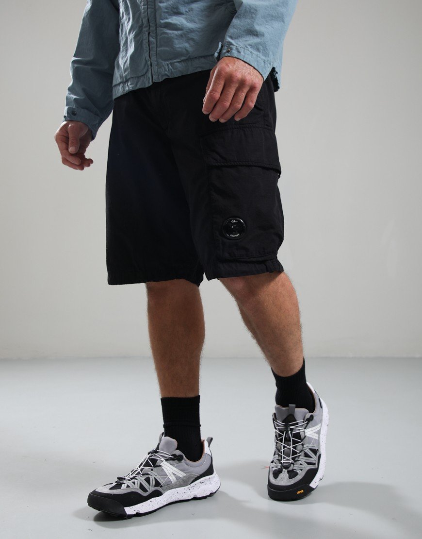 C.P. Company Bermuda Cargo Shorts Cotton Ripstop Black