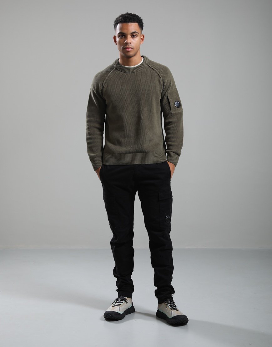 C.P. Company Chenille Cotton Crewneck Lens Sweater Ivy Green