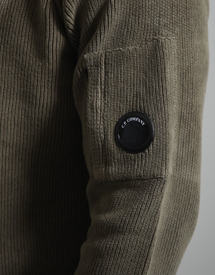 C.P. Company Chenille Cotton Crewneck Lens Sweater Ivy Green