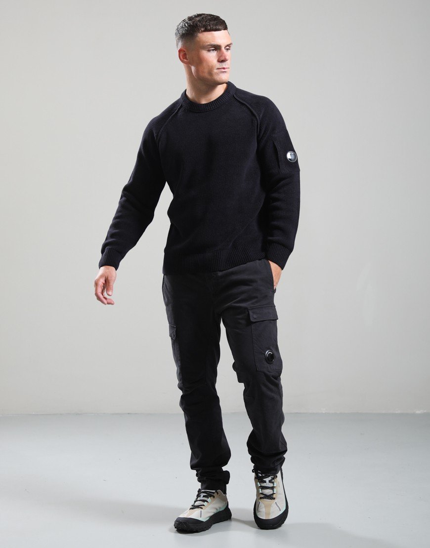 C.P. Company Chenille Cotton Lens Crew Neck Sweat Total Eclipse