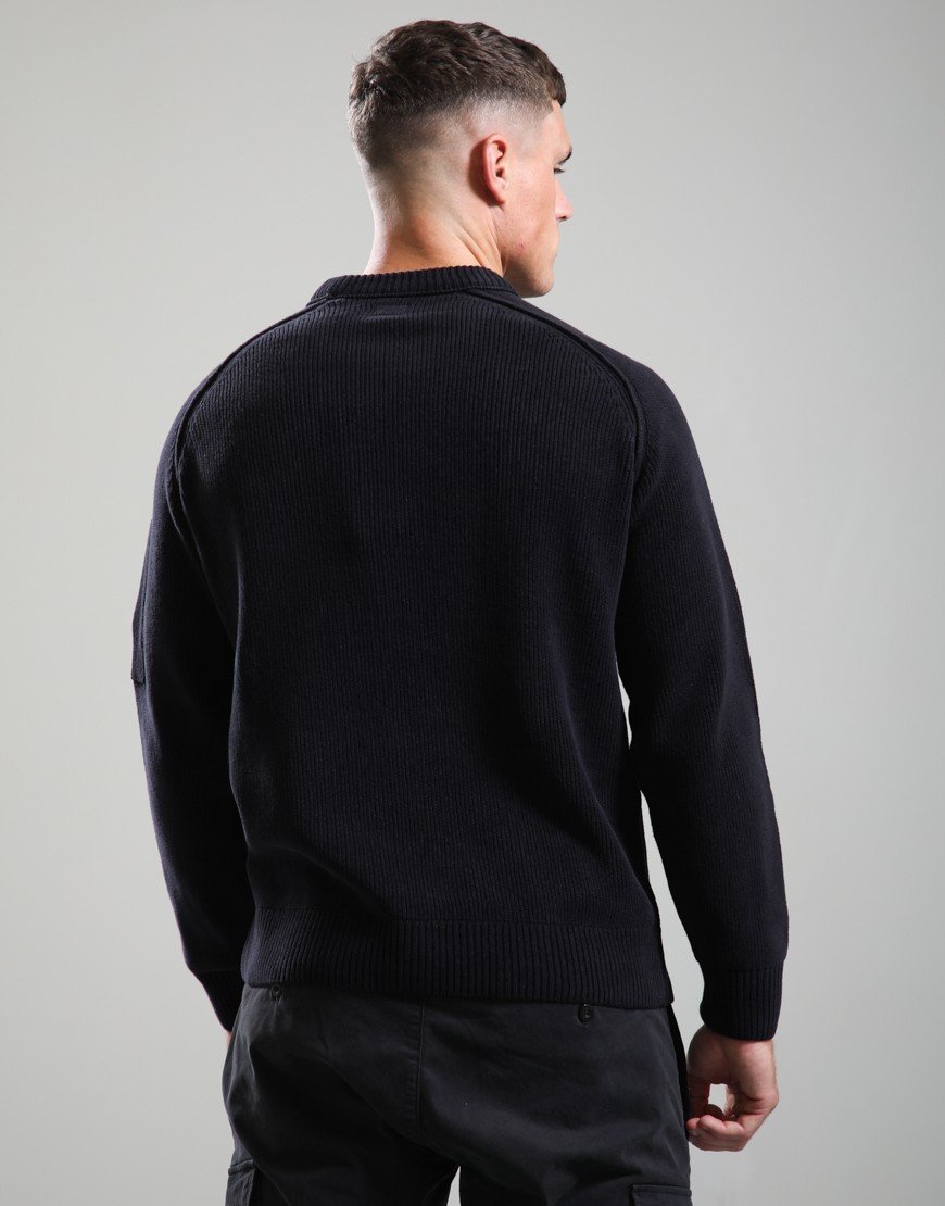 C.P. Company Chenille Cotton Lens Crew Neck Sweat Total Eclipse