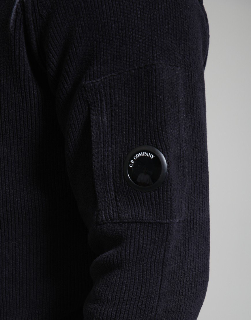 C.P. Company Chenille Cotton Lens Crew Neck Sweat Total Eclipse
