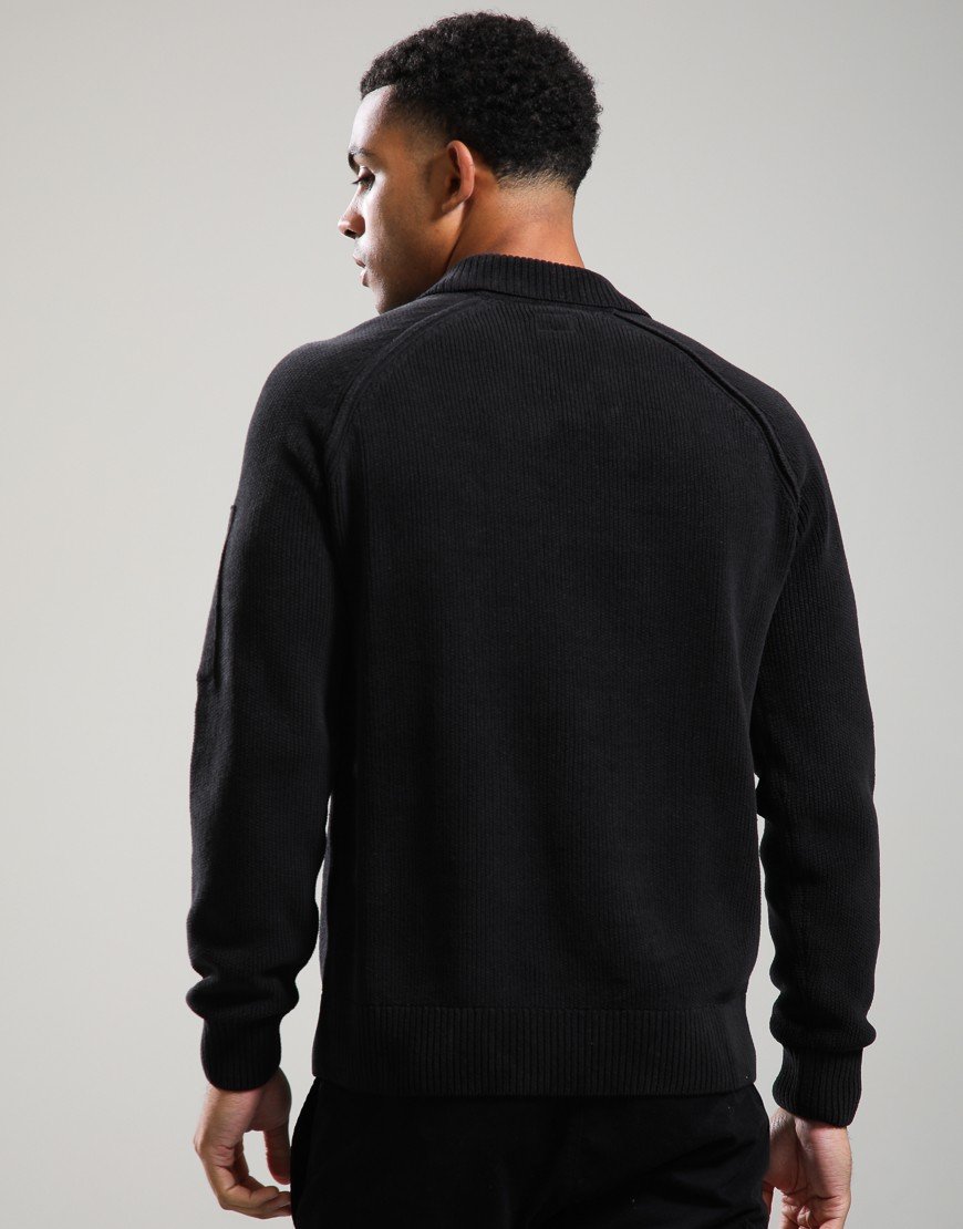 C.P. Company Chenille Cotton Polo Sweater Black