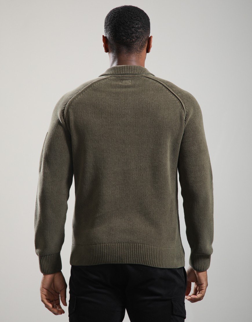 C.P. Company Chenille Cotton Polo Sweater Ivy Green