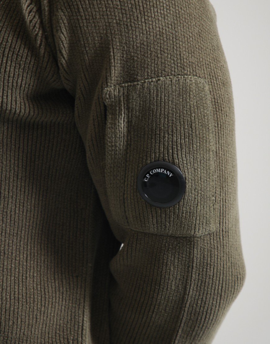 C.P. Company Chenille Cotton Polo Sweater Ivy Green
