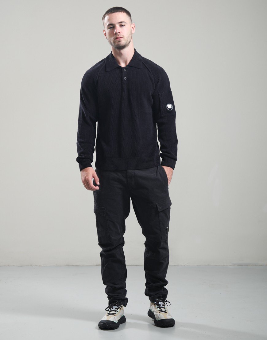 C.P. Company Chenille Cotton Polo Sweater Total Eclipse