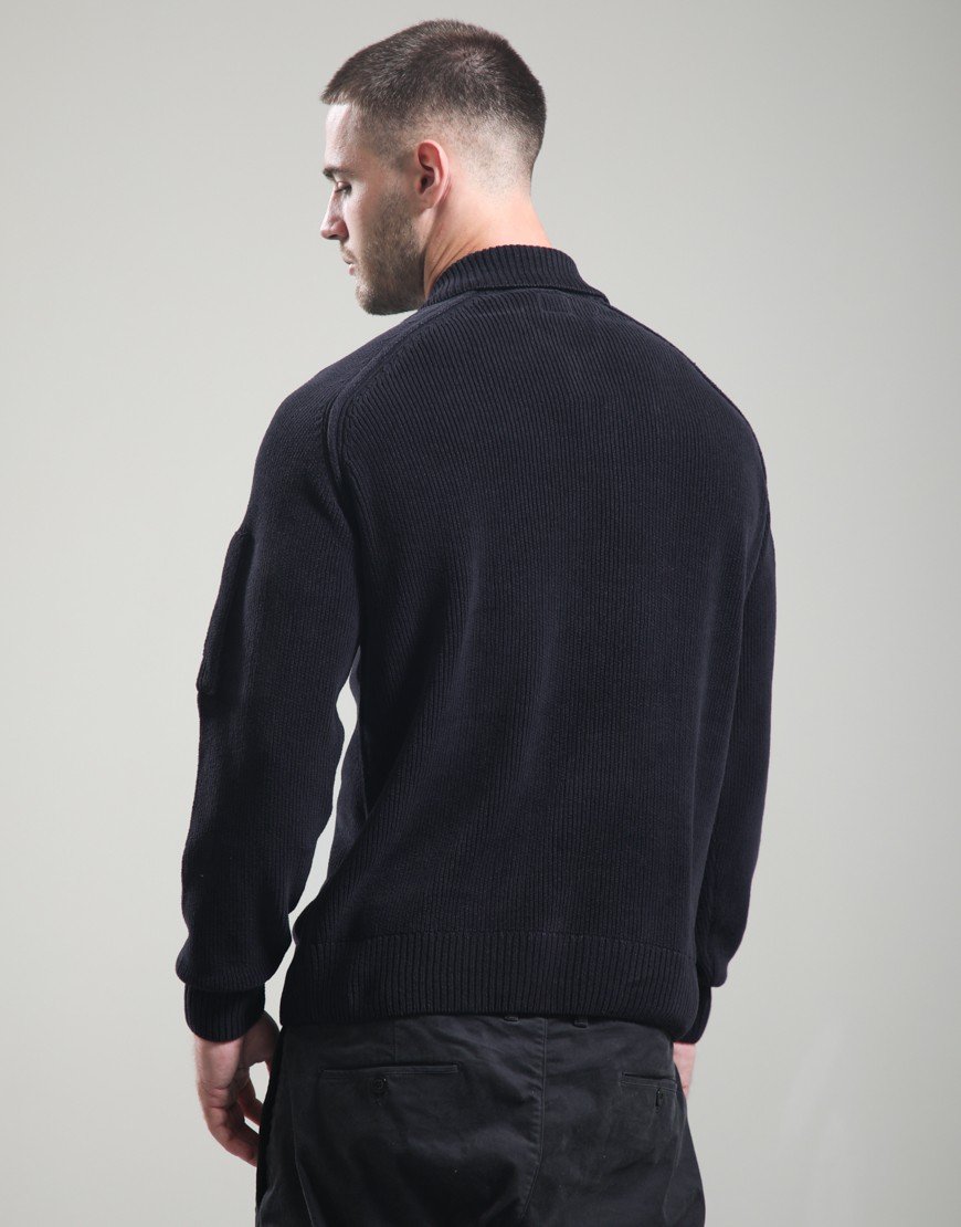 C.P. Company Chenille Cotton Polo Sweater Total Eclipse