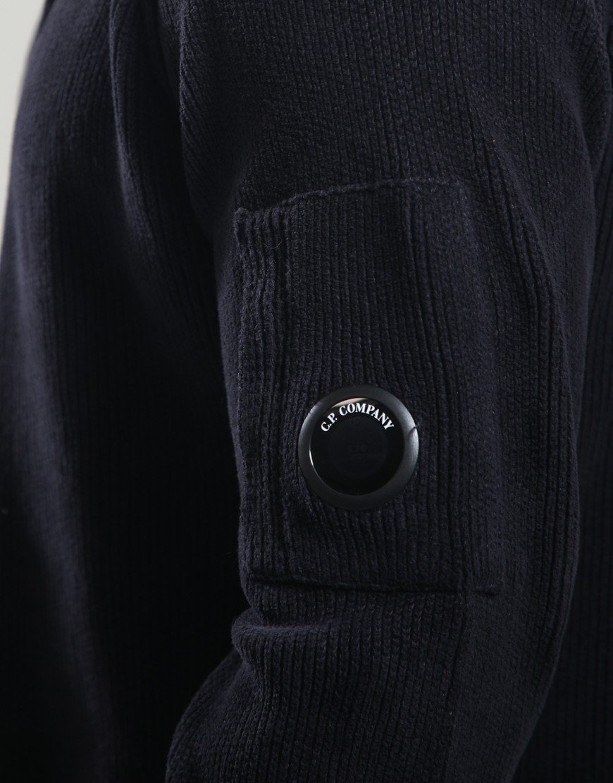 C.P. Company Chenille Cotton Polo Sweater Total Eclipse