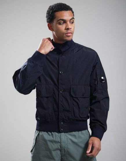 C.P. Company Chrome-R Button Bomber Jacket Total Eclipse