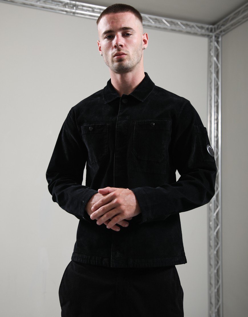 C.P. Company Corduroy Button Lens Overshirt Black