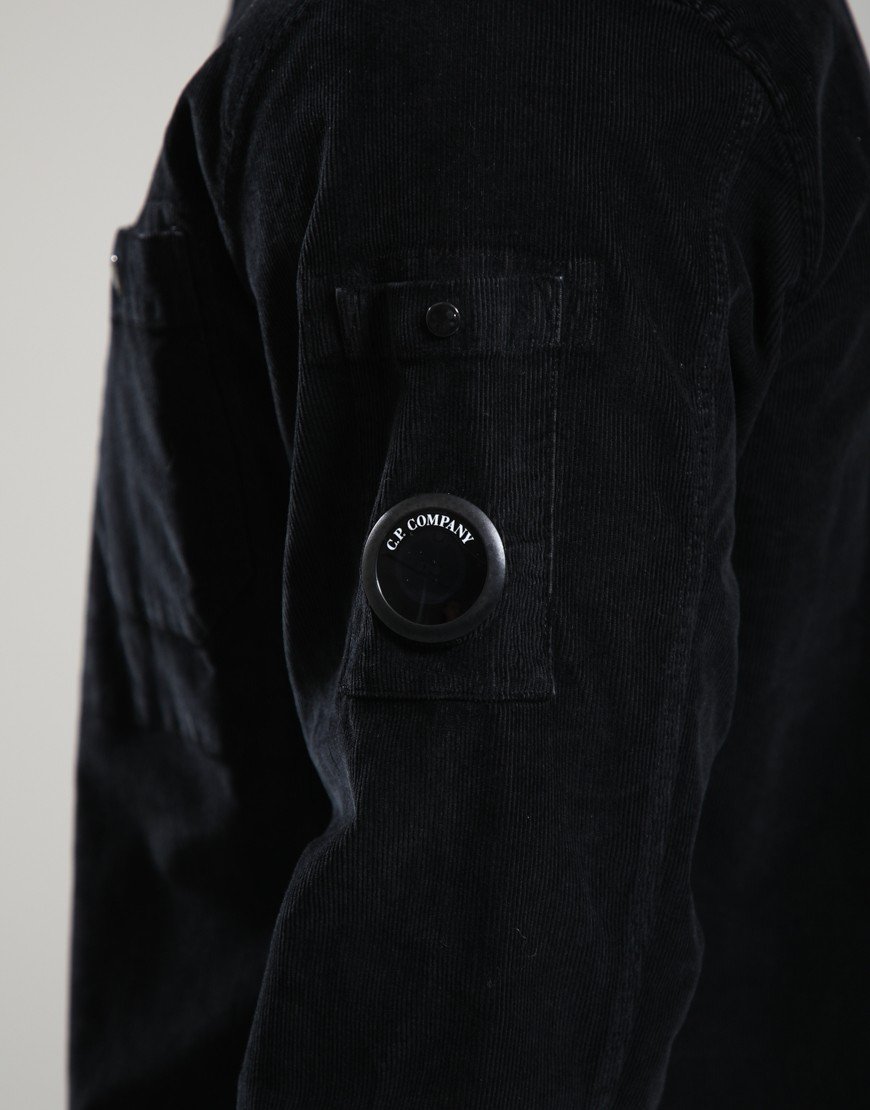 C.P. Company Corduroy Button Lens Overshirt Black