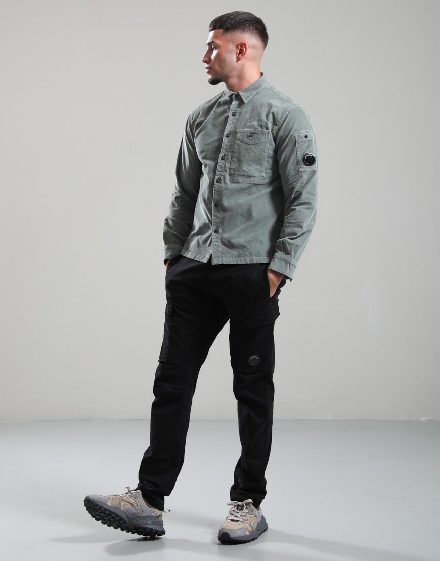 C.P. Company Corduroy Long Sleeve Button Lens Shirt Castor Gray