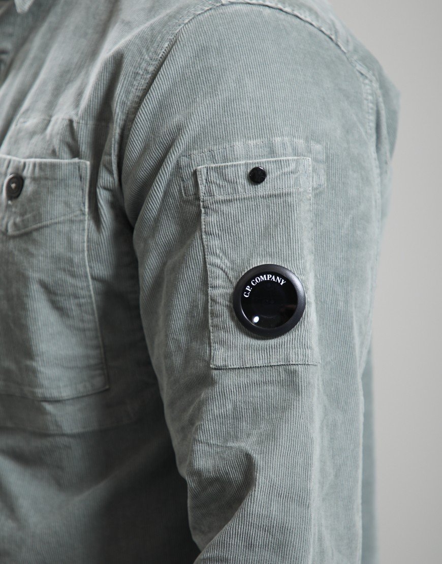 C.P. Company Corduroy Long Sleeve Button Lens Shirt Castor Gray