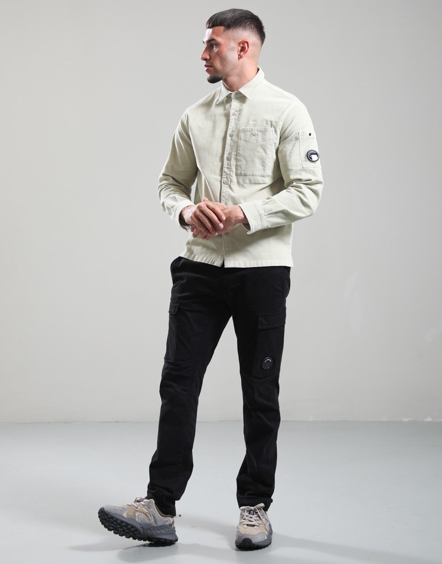C.P. Company Corduroy Long Sleeve Button Lens Shirt Silver Birch