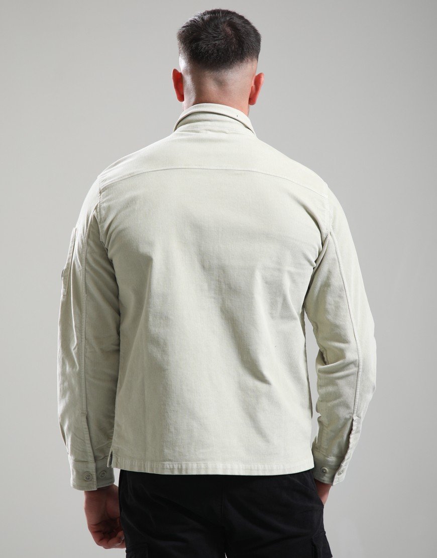 C.P. Company Corduroy Long Sleeve Button Lens Shirt Silver Birch