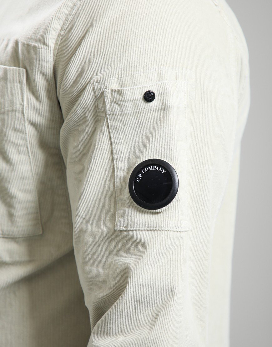 C.P. Company Corduroy Long Sleeve Button Lens Shirt Silver Birch