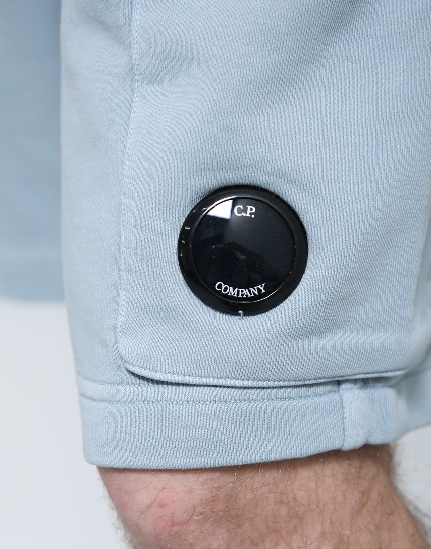 C.P. Company Cotton Diagonal Fleece Cargo Sweat Shorts Silver Blue