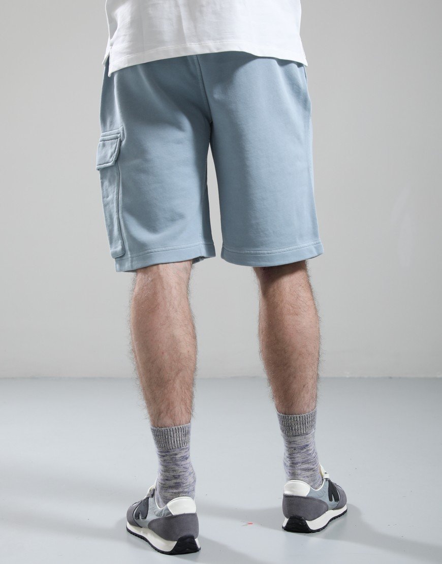 C.P. Company Cotton Diagonal Fleece Cargo Sweat Shorts Silver Blue