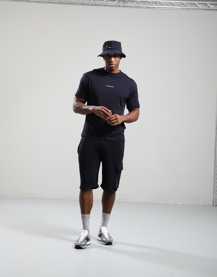 C.P. Company Cotton Diagonal Fleece Cargo Sweat Shorts Total Eclipse