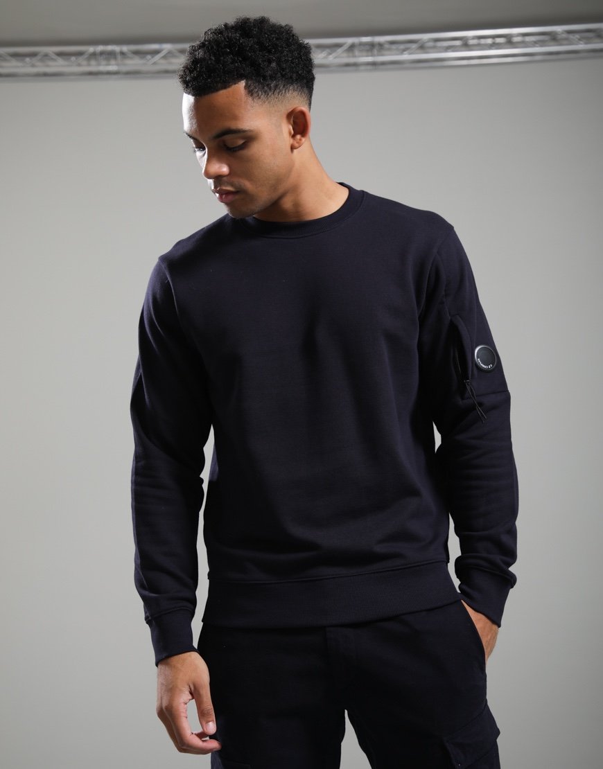 C.P. Company Diagonal Raised Fleece Lens Crew Neck Sweat Total Eclipse