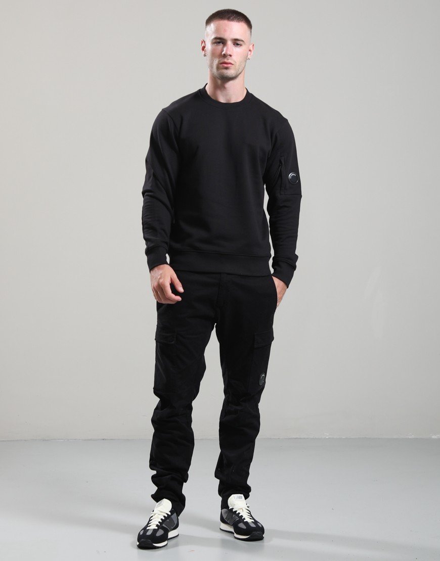 C.P. Company Diagonal Raised Fleece Lens Crew Neck Sweat Black