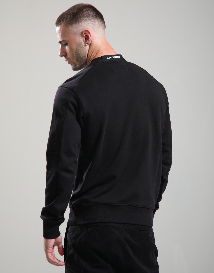 C.P. Company Diagonal Raised Fleece Lens Crew Neck Sweat Black