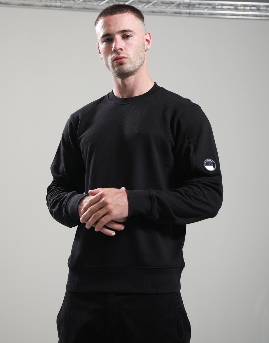 C.P. Company Diagonal Raised Fleece Lens Crew Neck Sweat Black